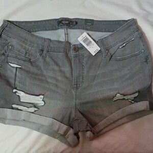 Torn Gray Denim Shorts